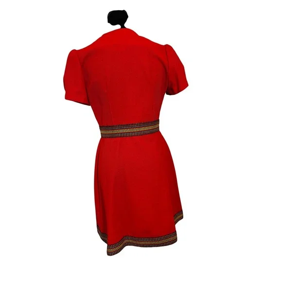 Vintage 60s Teena‎ Paige Red Dress Button Down Mini Shift Dress Short Sleeve - Picture 8 of 16